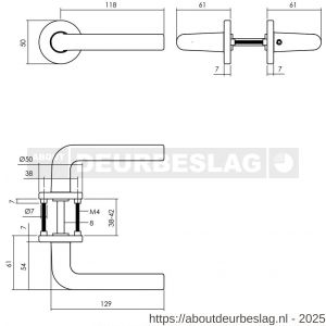 Intersteel 0073 deurkruk Derby met rozet verdekt diameter 50x7 mm met nokken zwart - R26010528 - afbeelding 2