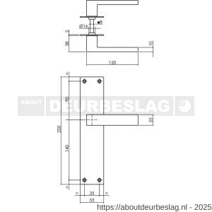 Intersteel 0571 deurkruk Amsterdam met schild rechthoekig 250x55x2 mm blind structuur zwart - R26007100 - afbeelding 2