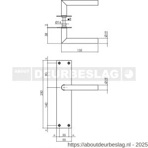 Intersteel 0583 deurkruk Jura met schild rechthoekig 250x55x2 mm blind structuur zwart - R26007106 - afbeelding 2