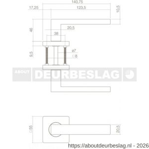 Intersteel 1713 deurkruk Hera op rozet verdekt 55x55x10 mm met nokken zwart - R26007118 - afbeelding 2