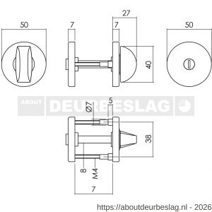 Intersteel 3092 WC-sluiting verdekt diameter 50x7 mm met nokken en stift 8x8 mm zwart - R26010531 - afbeelding 2