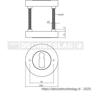 Intersteel 3476 sleutelrozetten verdekt diameter 52x10 mm met nokken zwart - R26011341 - afbeelding 1
