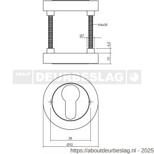 Intersteel 3476 cilinderrozetten verdekt diameter 52x10 mm met nokken zwart - R26011364 - afbeelding 1