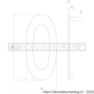 Intersteel 4020 huisnummer 0 150 mm RVS structuur zwart - R26009003 - afbeelding 2
