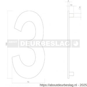 Intersteel 4020 huisnummer 3 150 mm RVS structuur zwart - R26009006 - afbeelding 2