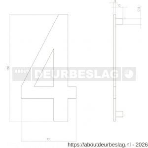 Intersteel 4020 huisnummer 4 150 mm RVS structuur zwart - R26009007 - afbeelding 2