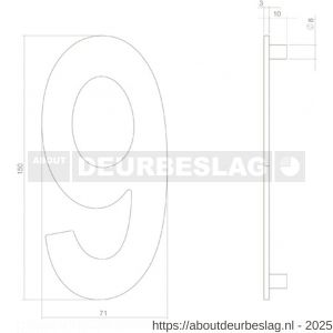 Intersteel 4020 huisnummer 9 150 mm RVS structuur zwart - R26009012 - afbeelding 2