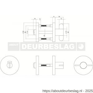 Intersteel 3464 WC-sluiting verdekt diameter 55x8 mm met nokken en stift 8x8 mm RVS circulair geborsteld - R26010559 - afbeelding 2