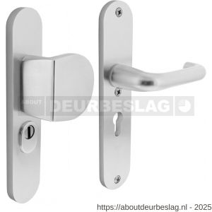 Intersteel 3796 SKG3 veiligheidsbeslag ovaal 250x50 mm greep-kruk Rond met veerconstructie profielcilindergat 55 mm met kerntrekbeveiliging aluminium F1 - R26009046 - afbeelding 1