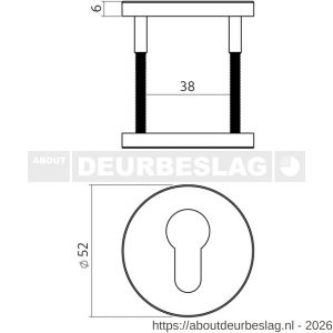 Intersteel Essentials 1020 cilinderrozetten verdekt diameter 52x6 mm PVD antraciet - R26010981 - afbeelding 2