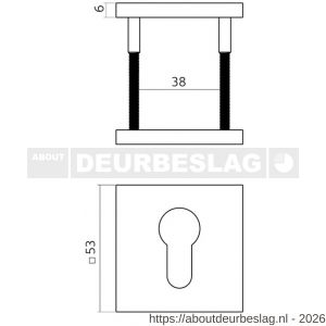 Intersteel Essentials 1030 cilinderrozetten verdekt 53x53x6 mm RVS - R26010993 - afbeelding 2