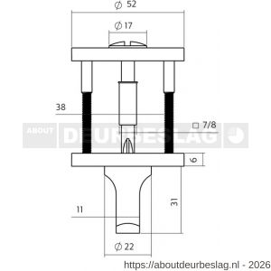 Intersteel Essentials 1020 WC-sluiting verdekt diameter 52x6 mm met stift 6-8 mm PVD brons - R26010987 - afbeelding 2