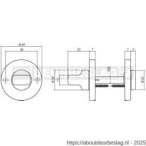 Intersteel Living 3186 WC-sluiting verdekt diameter 49x7 mm met stift 8x8 mm messing ongelakt - R26002724 - afbeelding 2