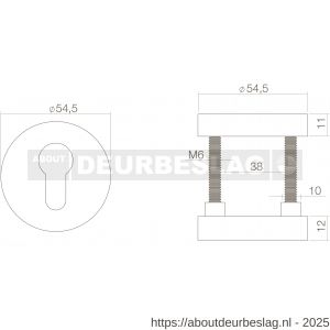 Intersteel Living 3750 SKG3 veiligheidsrozetten rond verdekt diameter 55x12 mm profielcilindergat messing ongelakt - R26003562 - afbeelding 2