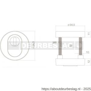 Intersteel Living 3751 SKG3 veiligheidsrozetten rond verdekt diameter 55x12 mm profielcilindergat met kerntrekbeveiliging messing ongelakt - R26003563 - afbeelding 2