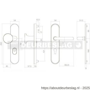 Intersteel Living 3820 SKG3 veiligheidsbeslag ovaal verdekt 252x54 mm greep-kruk Rond profielcilindergat 72 mm met kerntrekbeveiliging messing ongelakt - R26003422 - afbeelding 2