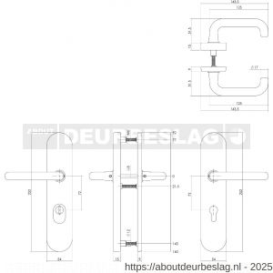 Intersteel Living 3821Z SKG3 veiligheidsbeslag ovaal verdekt 252x54 mm kruk-kruk Rond profielcilindergat 72 mm met kerntrekbeveiliging messing ongelakt - R26009069 - afbeelding 3