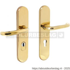 Intersteel Living 3821Z SKG3 veiligheidsbeslag ovaal verdekt 252x54 mm kruk-kruk Rond profielcilindergat 72 mm met kerntrekbeveiliging messing ongelakt - R26009069 - afbeelding 1