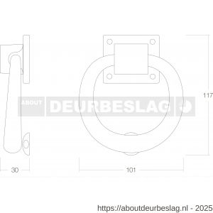 Intersteel Living 4035 deurklopper ringvorm 107 mm messing ongelakt - R26007279 - afbeelding 2
