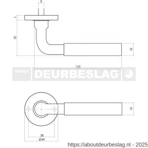 Intersteel Living 0215 deurkruk Palma met rozet verdekt diameter 49x7 mm messing getrommeld - R26007904 - afbeelding 3
