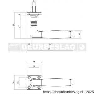 Intersteel Living 0377 deurkruk Ton 400 met rozet 38x38x5 mm messing getrommeld-ebbenhout - R26007918 - afbeelding 3