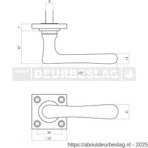 Intersteel Living 0388 deurkruk Trento met rozet 38x38x5 mm messing getrommeld - R26007925 - afbeelding 3