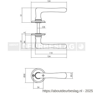 Intersteel Living 0445 deurkruk Trento met rozet diameter 50x5 mm messing getrommeld - R26010137 - afbeelding 2