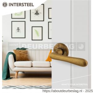 Intersteel Living 0445 deurkruk Trento met rozet diameter 50x5 mm messing getrommeld - R26010137 - afbeelding 3