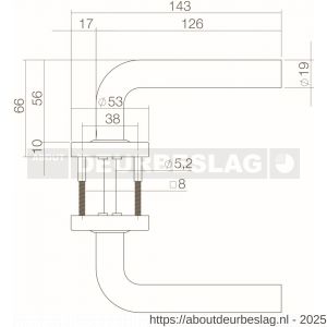 Intersteel 0570 deurkruk Luzern op rozet verdekt diameter 53x10 mm PVD messing getrommeld - R26010947 - afbeelding 2