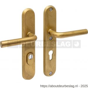 Intersteel Living 3787 SKG3 veiligheidsbeslag ovaal 250x50 mm kruk-kruk Luzern met veerconstructie profielcilindergat 72 mm met kerntrekbeveiliging PVD messing getrommeld - R26010939 - afbeelding 1
