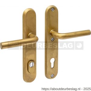 Intersteel Living 3787 SKG3 veiligheidsbeslag ovaal 250x50 mm kruk-kruk Luzern met veerconstructie profielcilindergat 92 mm met kerntrekbeveiliging PVD messing getrommeld - R26010938 - afbeelding 1