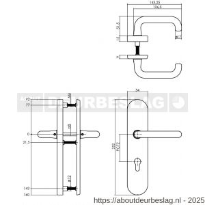 Intersteel Living 3819Z SKG3 veiligheidsbeslag ovaal verdekt 252x54 mm kruk-kruk Rond profielcilindergat 72 mm messing getrommeld - R26009071 - afbeelding 2