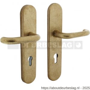 Intersteel Living 3819Z SKG3 veiligheidsbeslag ovaal verdekt 252x54 mm kruk-kruk Rond profielcilindergat 72 mm messing getrommeld - R26009071 - afbeelding 1