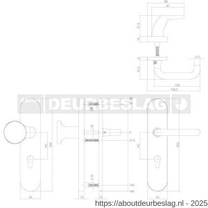 Intersteel Living 3846 SKG3 veiligheidsbeslag ovaal verdekt 252x54 mm greep-kruk Rond profielcilindergat 72 mm messing getrommeld - R26003465 - afbeelding 2