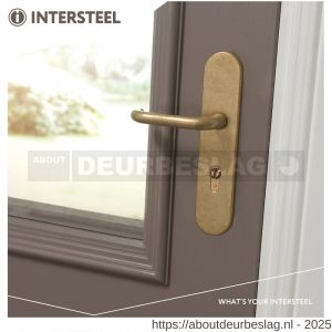 Intersteel Living 3846 SKG3 veiligheidsbeslag ovaal verdekt 252x54 mm greep-kruk Rond profielcilindergat 72 mm messing getrommeld - R26003465 - afbeelding 3