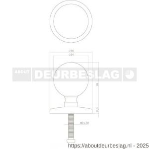 Intersteel Living 3930 voordeurknop bolrond diameter 50 mm op achterplaat diameter 66 mm messing getrommeld - R26001025 - afbeelding 2