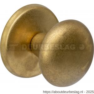 Intersteel Living 3930 voordeurknop paddenstoel diameter 58 mm op achterplaat diameter 66 mm éénzijdige montage PVD messing getrommeld - R26010935 - afbeelding 1