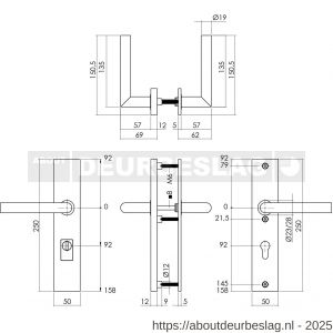Intersteel Living 3964 SKG3 veiligheidsbeslag rechthoekig 250x50 mm kruk-kruk Jura met veerconstructie profielcilindergat 92 mm met kerntrekbeveiliging PVD messing getrommeld - R26010929 - afbeelding 2