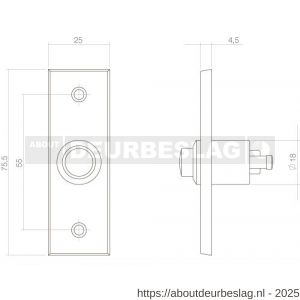 Intersteel Living 3990 beldrukker rechthoekig smal messing getrommeld - R26007282 - afbeelding 3