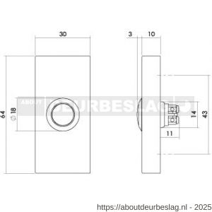 Intersteel Living 3990 deurbel rechthoekig 65x30x10 mm verdekt PVD messing getrommeld - R26010927 - afbeelding 2