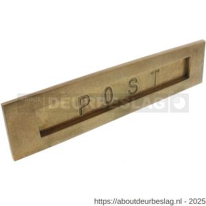 Intersteel Living 4000 briefplaat rechthoekig 330x77 mm met verende klep binnendraaiend met tekst POST messing getrommeld - R26010141 - afbeelding 1