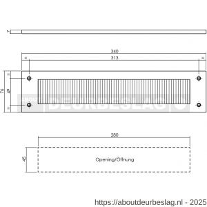 Intersteel Living 4015 tochtwering rechthoekig 340x76 mm PVD messing getrommeld - R26010924 - afbeelding 2
