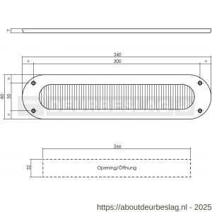 Intersteel 4015 tochtwering ovaal 340x80mm PVD messing getrommeld - R26011151 - afbeelding 2