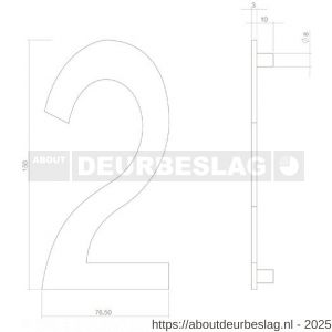 Intersteel Living 4020 huisnummer 2 150 mm PVD getrommeld - R26010920 - afbeelding 2