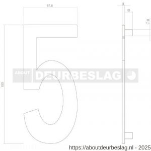 Intersteel Living 4020 huisnummer 5 150 mm PVD getrommeld - R26010917 - afbeelding 2
