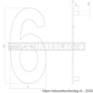 Intersteel Living 4020 huisnummer 6 150 mm PVD getrommeld - R26010916 - afbeelding 2