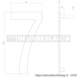 Intersteel Living 4020 huisnummer 7 150 mm PVD getrommeld - R26010915 - afbeelding 2