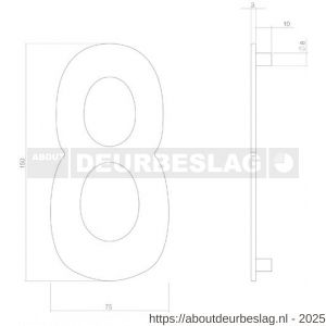 Intersteel Living 4020 huisnummer 8 150 mm PVD getrommeld - R26010914 - afbeelding 2