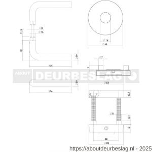 Intersteel Living 4057 set achterdeurbeslag rond deurkruk Luzern met massieve rozetten en SKG3 veiligheidsrozetten PVD messing getrommeld - R26010911 - afbeelding 2