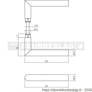 Intersteel Living 4057 deurkruk Jura met rozet massief verdekt 53x53x10 mm met nokken PVD messing getrommeld - R26010910 - afbeelding 2